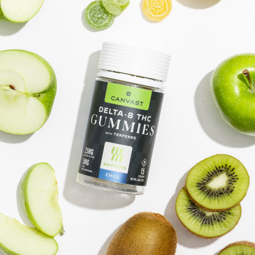 Canvast Shifters Delta-8 Chill Gummies with Terpenes with 25mg of Delta-8 THC and 5mg of CBD