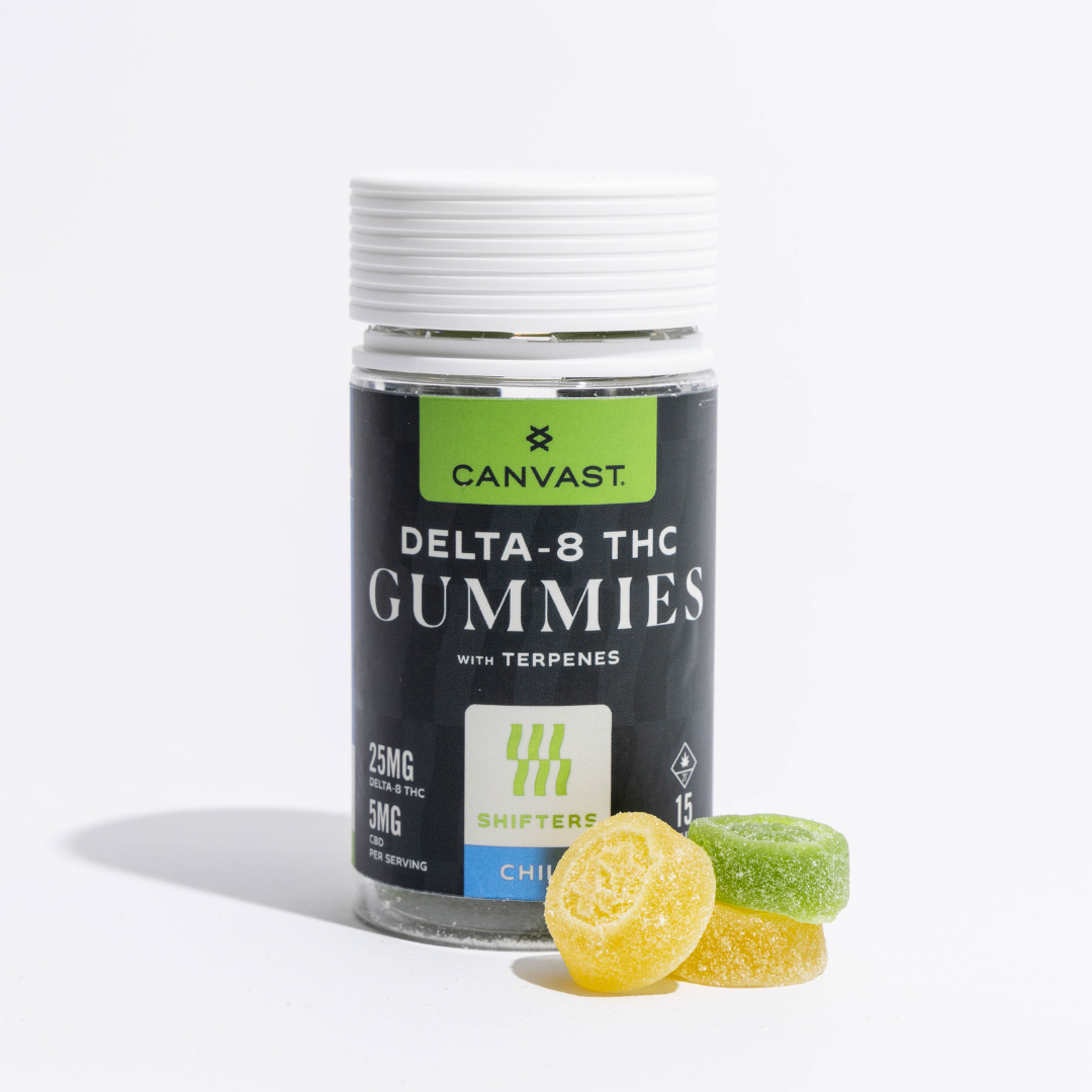 Canvast Shifters Delta-8 Chill Gummies with Terpenes with 25mg of Delta-8 THC and 5mg of CBD