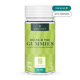 Canvast Shifters Delta-9 THC Bliss Gummies with Electrolytes and Terpenes to help you feel blissed out with 10mg of Delta-9 THC and 20mg CBD