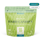 canvast shifters for bliss hard candies edibles with delta-9, cbd, lions mane mushrooms and terpenes.