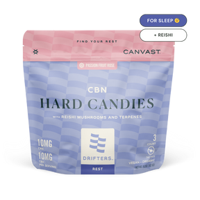 canvast drifters hard candies edibles for sleep with cbn, cbd, reishi mushrooms and terpenes.