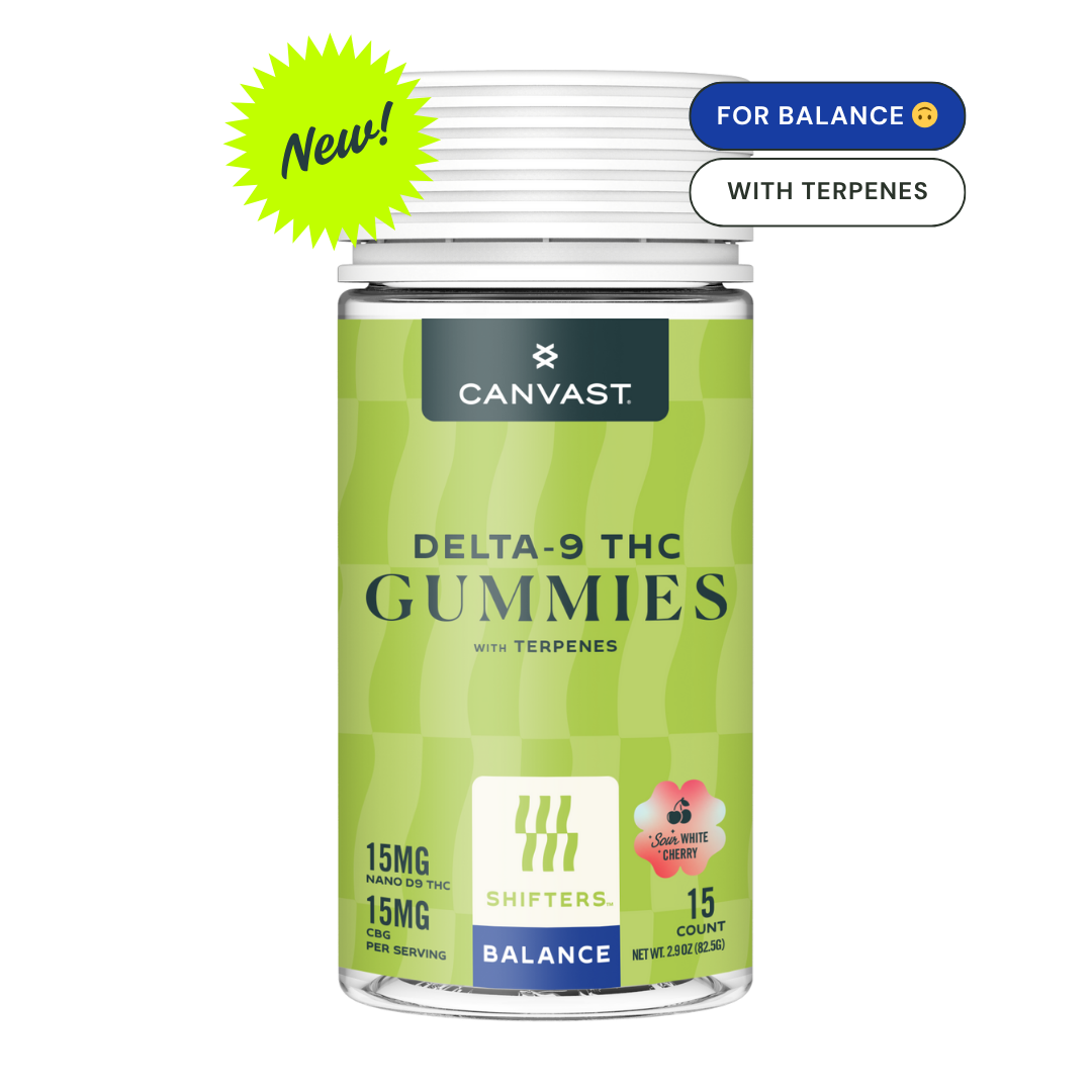 Balance Gummies are made to bring you back to center - calm, content, and in control. With 15mg of Delta-9 THC and 15mg of CBG, this unique 1:1 ratio delivers an even, grounded high that smooths the edges without dulling your shine. Take them when you want to relax, reset, or ride through your day with easygoing confidence.
