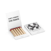 Canvast branded matches in black and white with hemp flower design