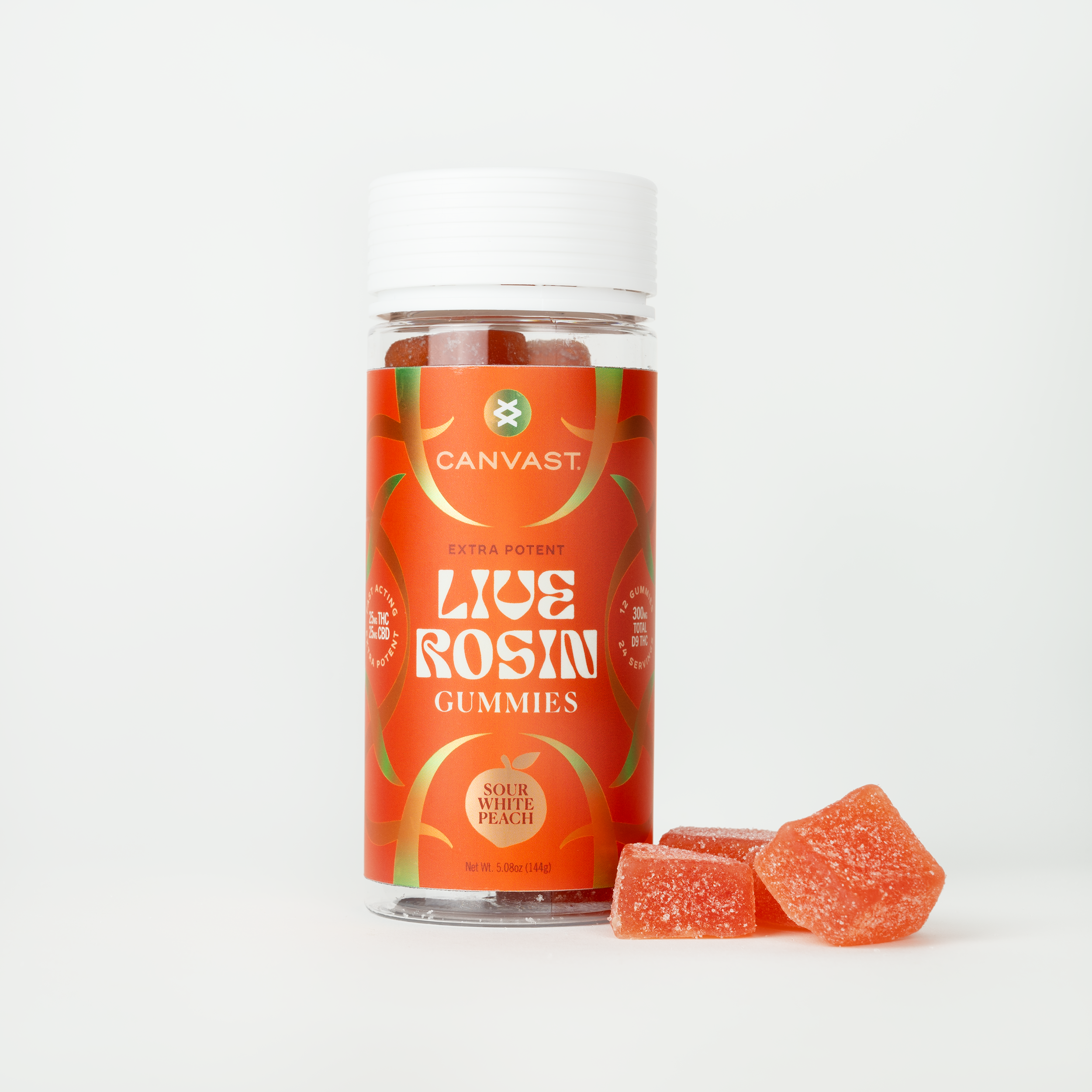 Shifters High - Sour White Peach Live Rosin Extra Potent Delta 9 THC Gummies