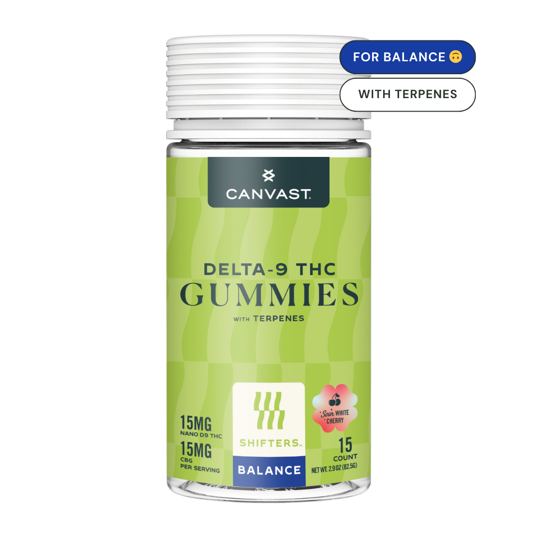 Balance Gummies are made to bring you back to center - calm, content, and in control. With 15mg of Delta-9 THC and 15mg of CBG, this unique 1:1 ratio delivers an even, grounded high that smooths the edges without dulling your shine. Take them when you want to relax, reset, or ride through your day with easygoing confidence.