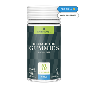 Canvast Shifters Delta-8  Chill Gummies with Terpenes with 25mg of Delta-8 THC and 5mg of CBD 